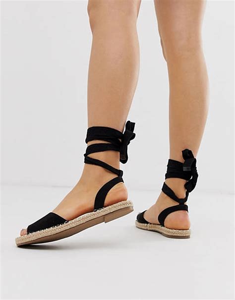 Truffle Collection Tie Leg Espadrille Flat Sandals Asos