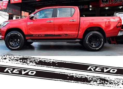 2pc Hilux Revo Racing Side Stripe Graphic Vinyl Sticker For Toyota