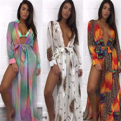 Sexy Print Floral Bikini Cover Up Women Beach Dress Beachwear Tunic Pareos Kaftan Robe Cover Up