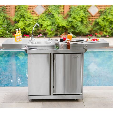 Build an outdoor kitchen on your patio! Leisure Season Outdoor Kitchen Cart & Beverage Center With ...