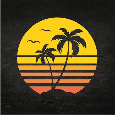 Retro Vintage Sunset Background Svg Sunset Svg Beach Etsy