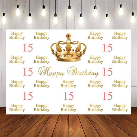 Mocsicka Happy Th Birthday Party Backdrop Golden Crown Step And Repeat Photo Background