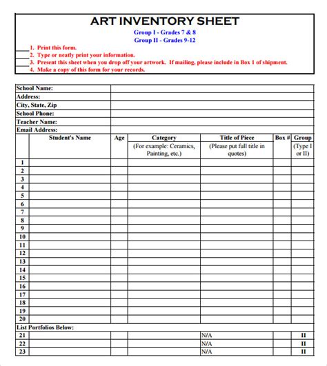 Inventory Sheet Template 8 Download Free Documents In Pdf