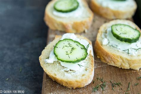 Cucumber Goat Cheese Sandwich Bites Gather For Bread