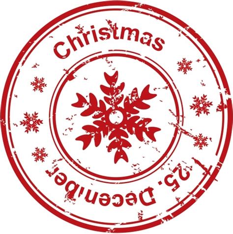 Christmas Seal Template Retro Red Flat Circle Free Vector In