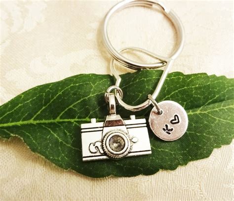 Camera Keychain Personalized With Initial Charm Photography Etsy