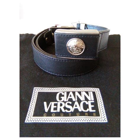 Gianni Versace Rare Belt 1997 Vintage Pre Death Black Leather Metal Ref