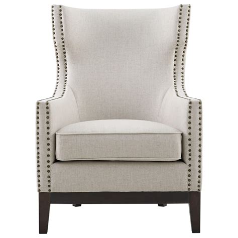 Steve Silver Roswell Transitional Linen Accent Chair With Brass Nailhead Trim Dream Home