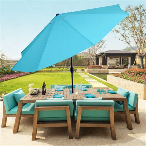 Patio Umbrella Shade With Easy Crank And Auto Tilt Outdoor Table
