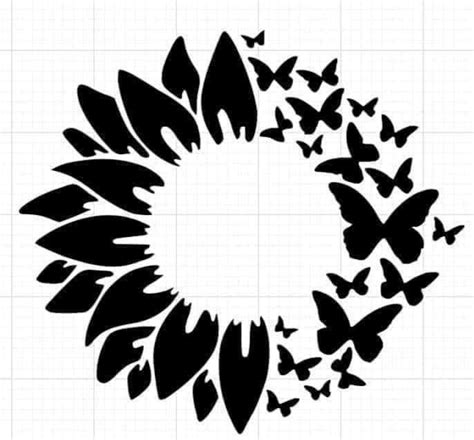 Sunflower and butterfly circle SVG file | Etsy