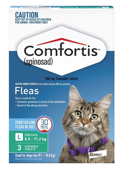 Comfortis Chewable Fleas Tablets For Cats 55 112kg Green 3 Pack