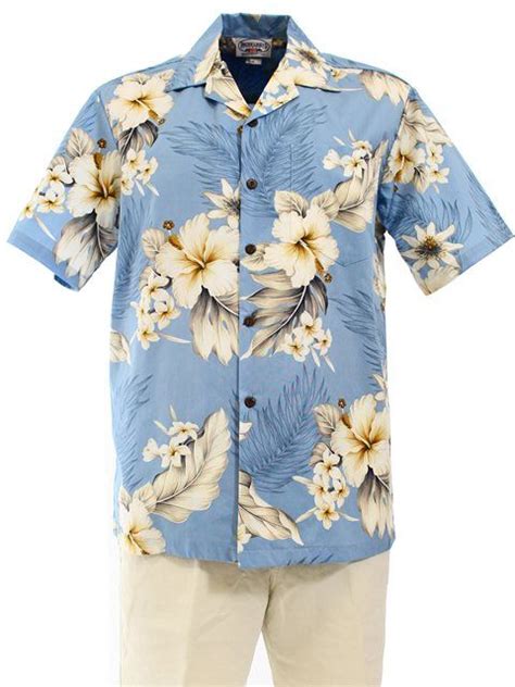 Pacific Legend Hibiscus Blue Cotton Mens Hawaiian Shirt Alohaoutlet