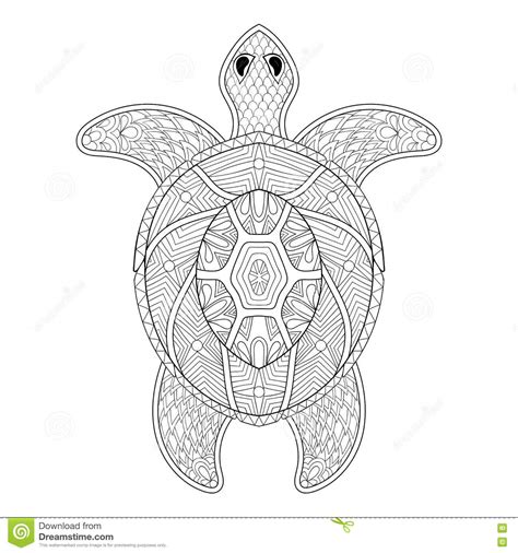 Free printable sea turtle coloring pages at getdrawings. Turtle In Zentangle Style. Freehand Sketch For Adult ...