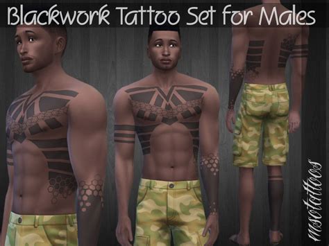Blackwork Tattoo Set For Males The Sims 4 Catalog