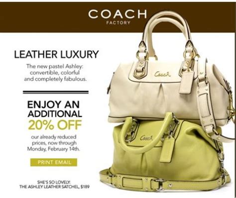 COACH Factory Outlet Canada 20% Off Printable Discount Coupon Valid ...