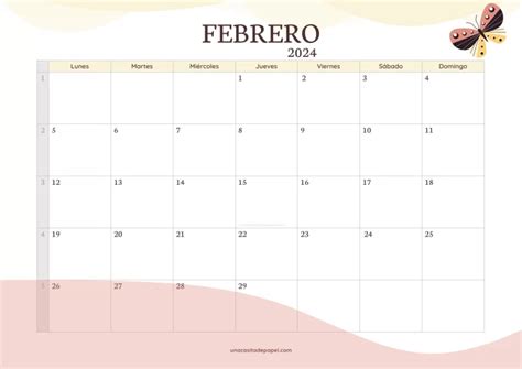 Calendarios Febrero 2024 ️ Para Imprimir Pdf