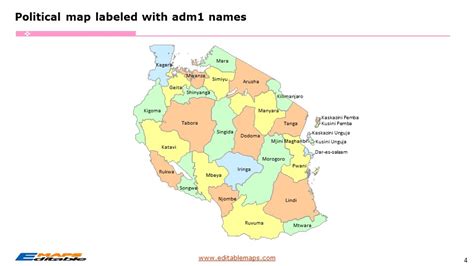 Tanzania Map With 31 Regions And 170 Districts Editable Powerpoint Maps