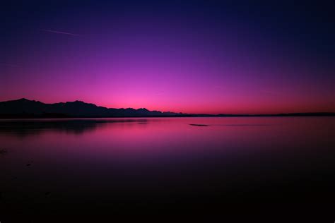 Download 1600x2560 Twilight Sunset Horizon Purple Sky Wallpapers For