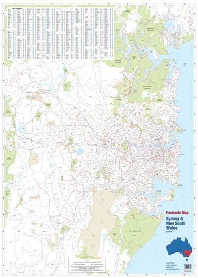 Sydney And Nsw Postcode Wall Map Buy Postcode Map Of Sydney Mapworld