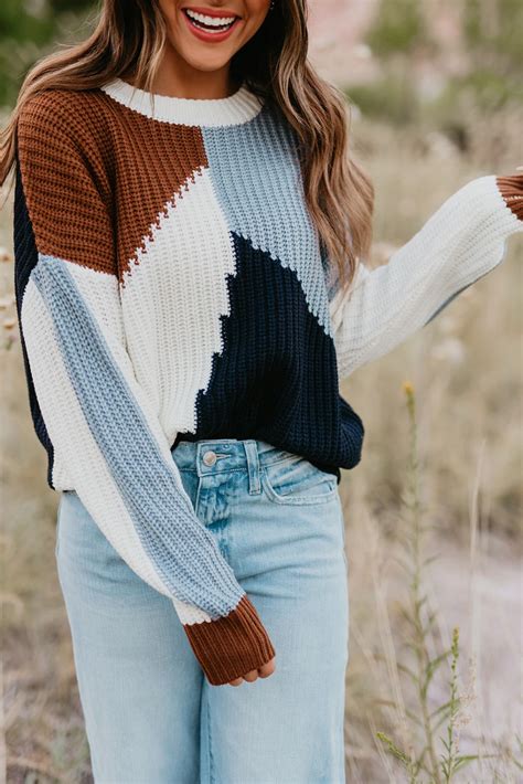 The Sawyer Colorblock Sweater In Navy Color Block Sweater Sweaters Fall Sweaters