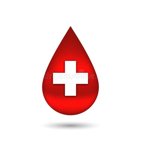 Red Blood Drop With Cross On White Background Stock Vector