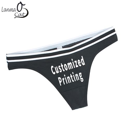 Lanmaocat Customized Cotton G String Thongs Underwear Printing Women