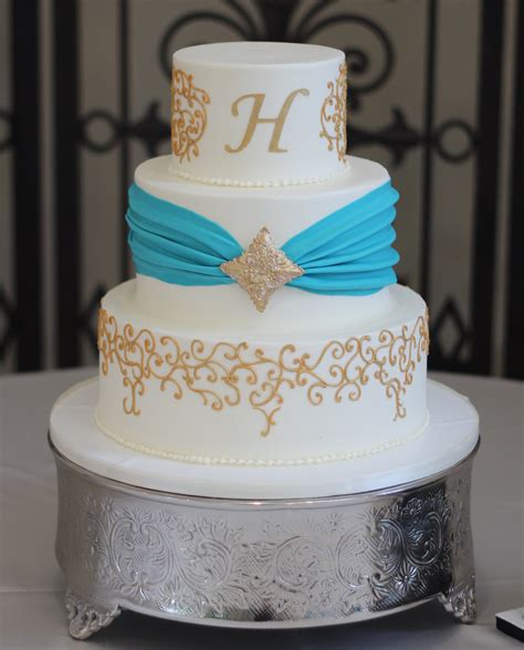 Turquoise Wedding Cake Ambrosia Cake Creations