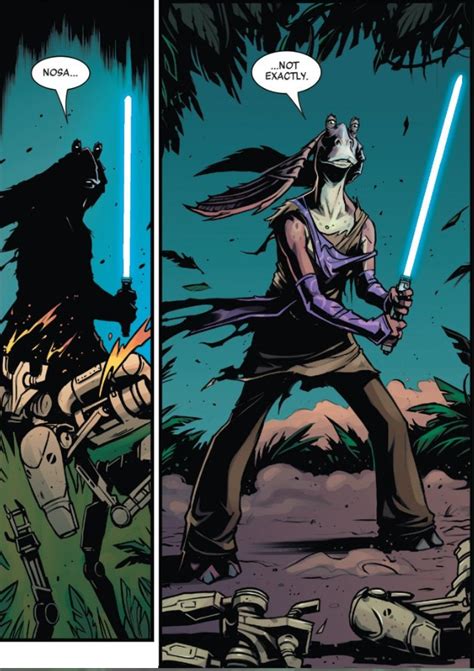 I Want Jar Jar Binks With Blue Lightsaber From This Canon Comic In The