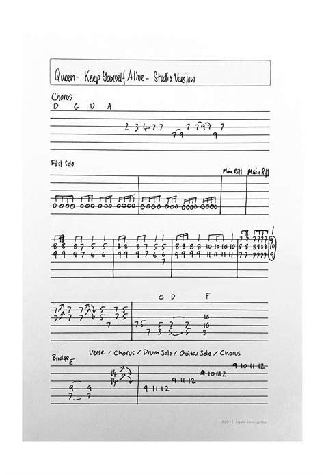 Queen Corner Queen Keep Yourself Alive Guitar Tab And Lesson
