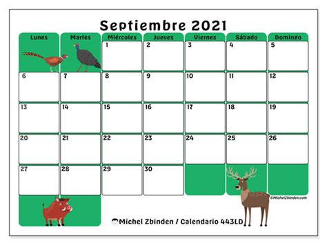 Calendarios Septiembre 2021 “lunes Domingo” Michel Zbinden Es