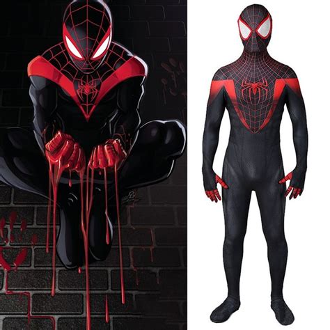 Miles Morales Costume Black Spiderman Cosplay Suit In 2020 Black