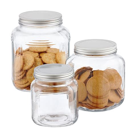 Glass Jars With Lids Anchor Hocking Glass Cracker Jars With Aluminum