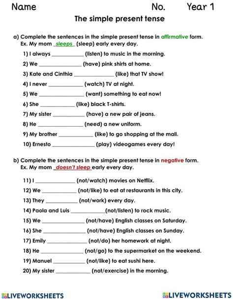 Present Simple Affirmative And Negative Worksheet My Xxx Hot Girl