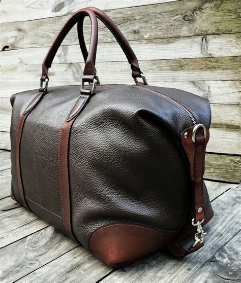 Leather Travel Duffle Bag Mens Leather Duffle Bag Leather Etsy