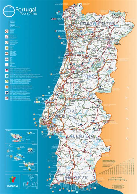 Large Scale Tourist Map Of Portugal Portugal Large Scale Tourist Map