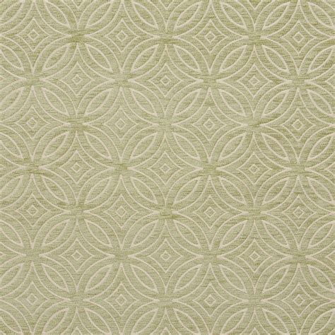 Beige And Light Green Abstract Geometric Trellis Chenille