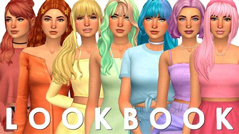 Rainbow Lookbook Sims 4 Create A Sim Full Cc List Youtube