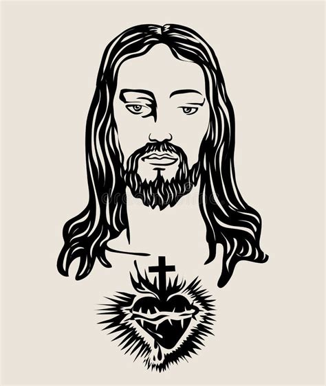 Jesus Christ Face Silhouette Projeto Do Vetor Da Arte Ilustração Do