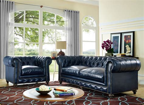 Durango Rustic Blue Leather Sofa From Tov S38 Coleman Furniture
