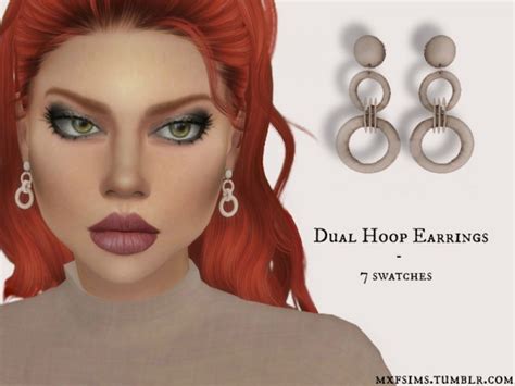 The Sims Resource Dual Hoop Earrings By Mxfsims • Sims 4 Downloads