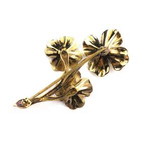 Antiques Atlas 9ct Gold Flower Brooch With Blue Stones