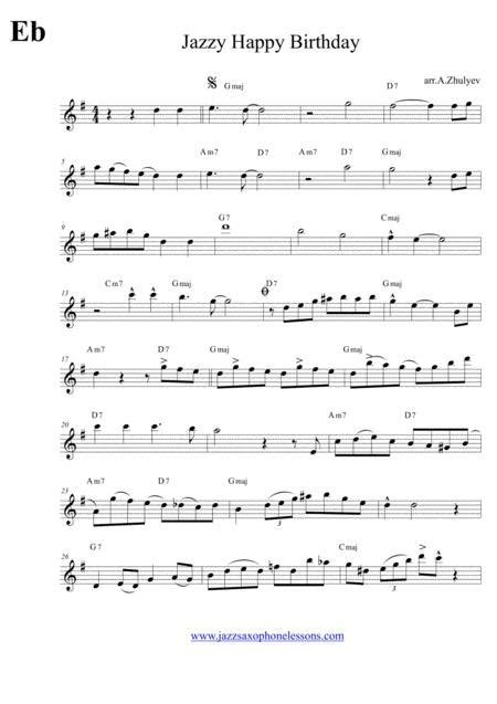 Jazzy Happy Birthday For Saxophone Eb Alto Baritone Free Music Sheet