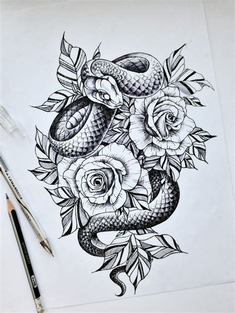 Sketch For Tattoo In 2020 Arm Tattoos Snake Leg Tattoos Women