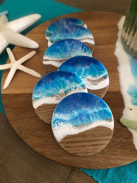 Ocean Resin Coasters Set Of 4 Or 6 Etsy
