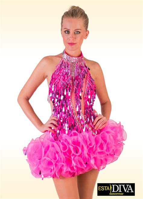 Latin Dance Dress Robe Fuchsia Latin Sequin Ruffle Dress 2 €155