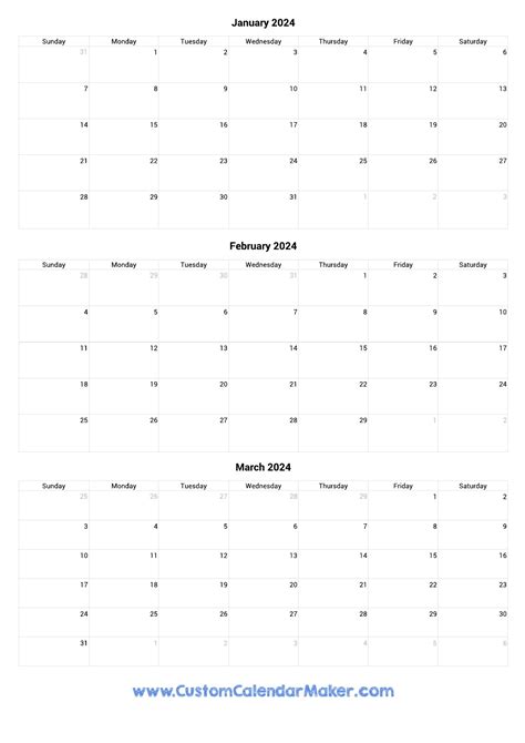 January February March 2024 Calendar Printable Free April 2024