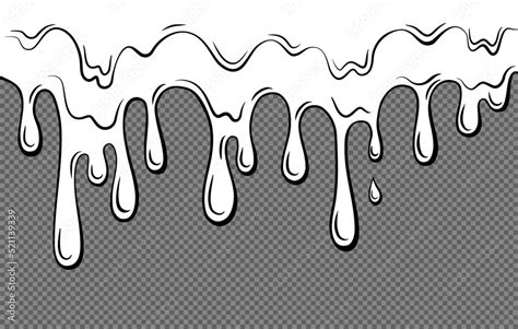 Dripping Liquid Outline On A Transparent Background Contoured Black