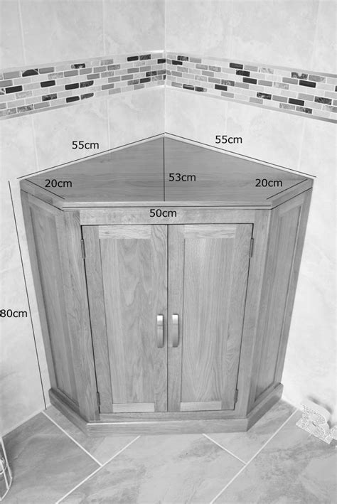 Cloakroom Corner Bathroom Vanity Unit Oak Top Cabinet Medium Corner
