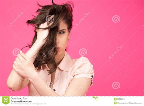 Beautiful Woman Holding Her Hair Stock Photo Image Of Isolated Adult