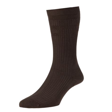 Hj Hall Plain Dark Brown Cotton Softop Mens Socks From